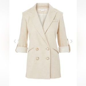 VERONICA BEARD PARINETI METALLIC-LINEN DICKEY JACKET IN SILVER